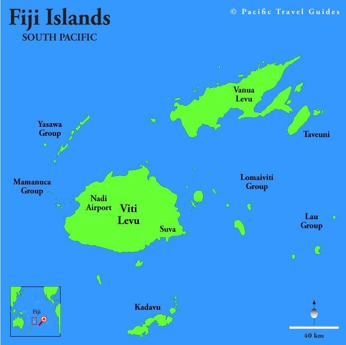 FIJI ISLANDS MAP SOUTH PACIFIC